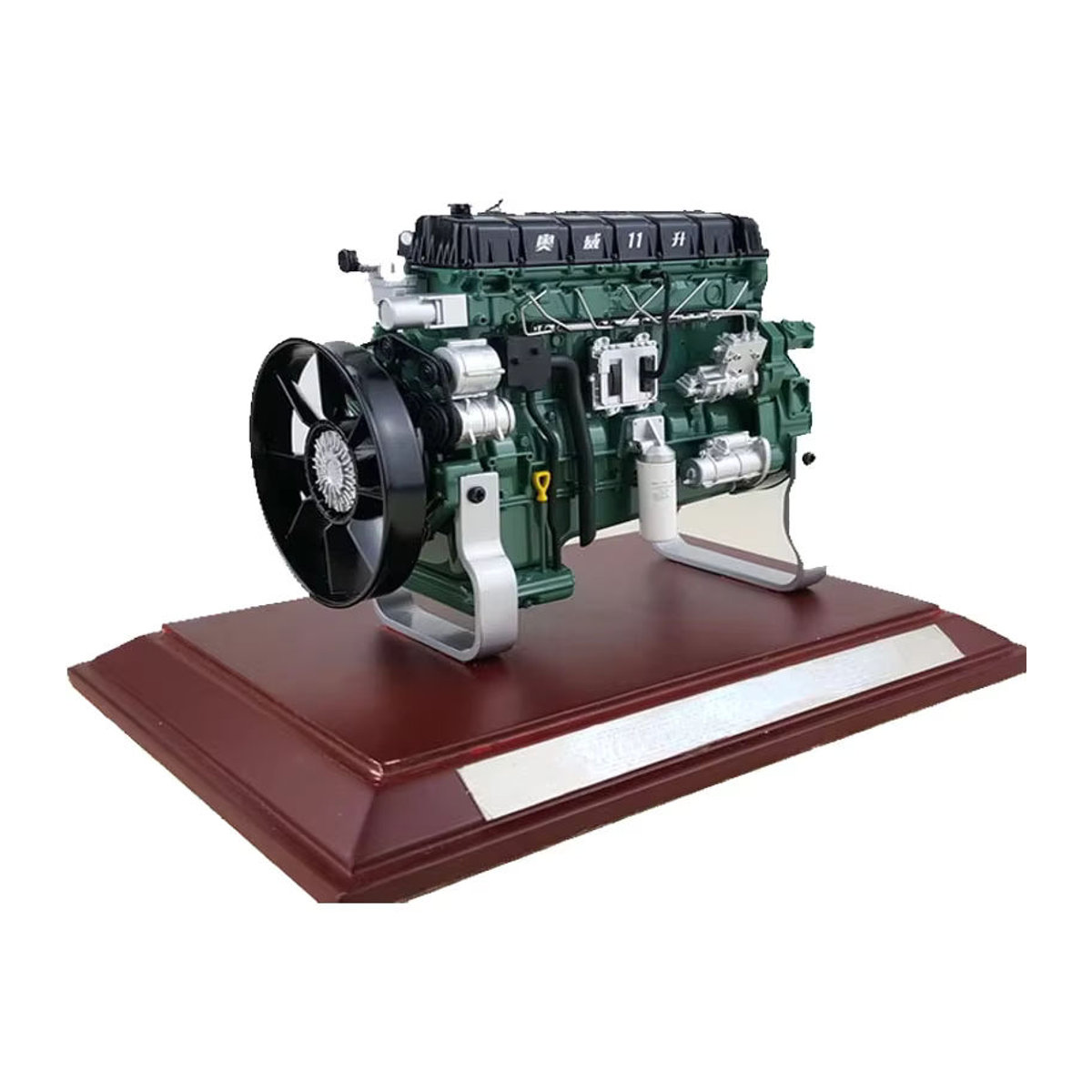 Modellmotor ca6dm aus Legierung mit Holzbasis in Grün als Sammlerstück und Dekoration - Bild 7