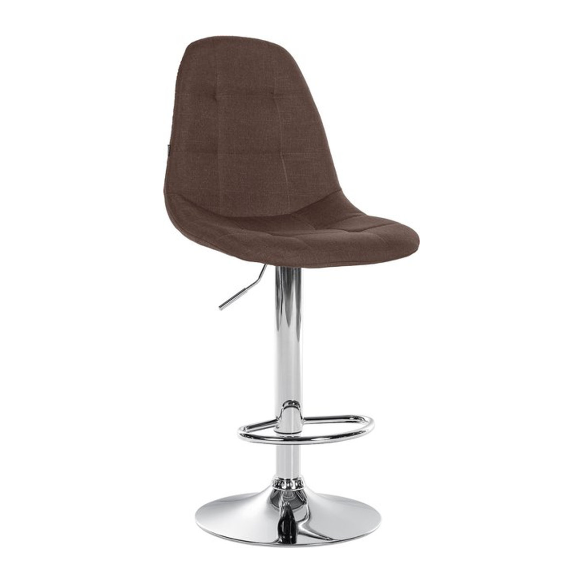 Modern Barhocker Elmore von CLP mit braunem Stoffbezug und Metallgestell in Chromoptik - Bild 1