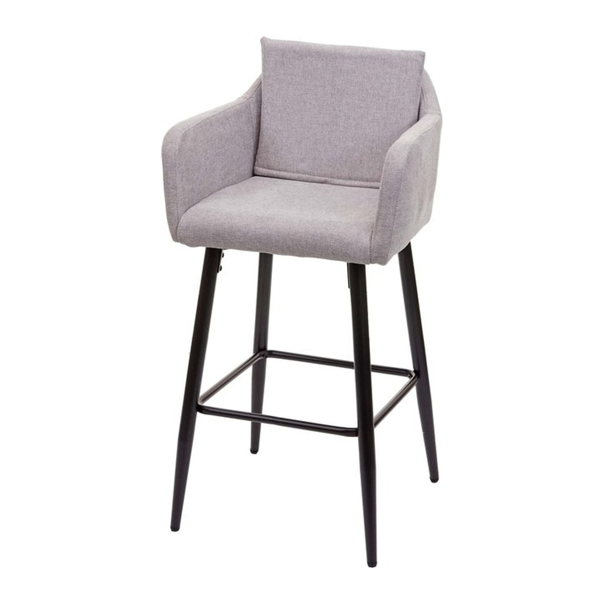 Modern Barhocker MCW-H93 aus Stoff in Grau mit Metallfußablage - Bild 1