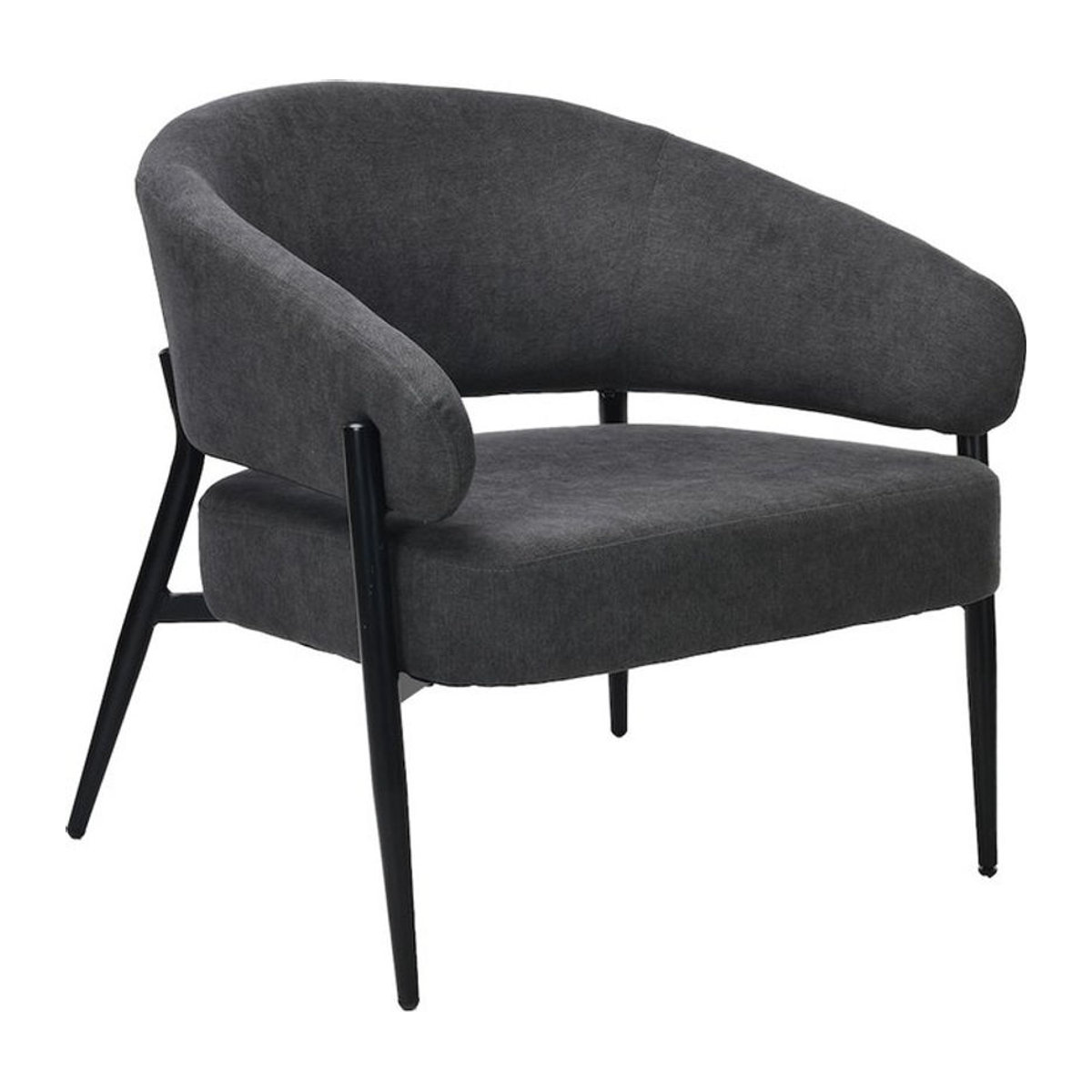 Modern Loungesessel byLIVING JOHN aus Stoff und Metall in Grau und Schwarz, Breite: 75 cm - Bild 1