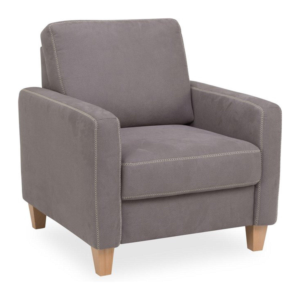 Modern Loungesessel vito BUDDY aus Buche mit Stoffbezug in Beige oder Grau - Bild 1