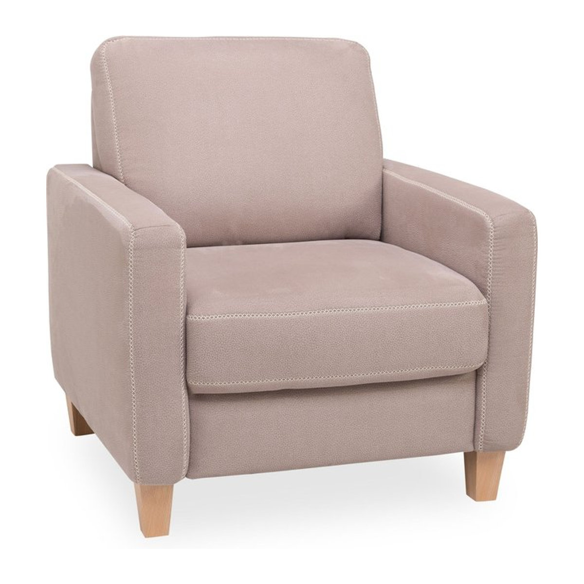 Modern Loungesessel vito BUDDY in Grau oder Beige mit Buchegestell und Stoffbezug - Bild 1