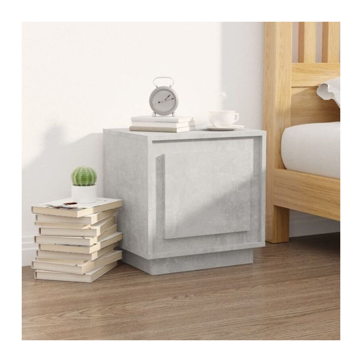 Modern Nachttisch vidaxl aus Holzwerkstoff in Betongrau, B/T/H: 44 x 35 x 45 cm - Bild 1