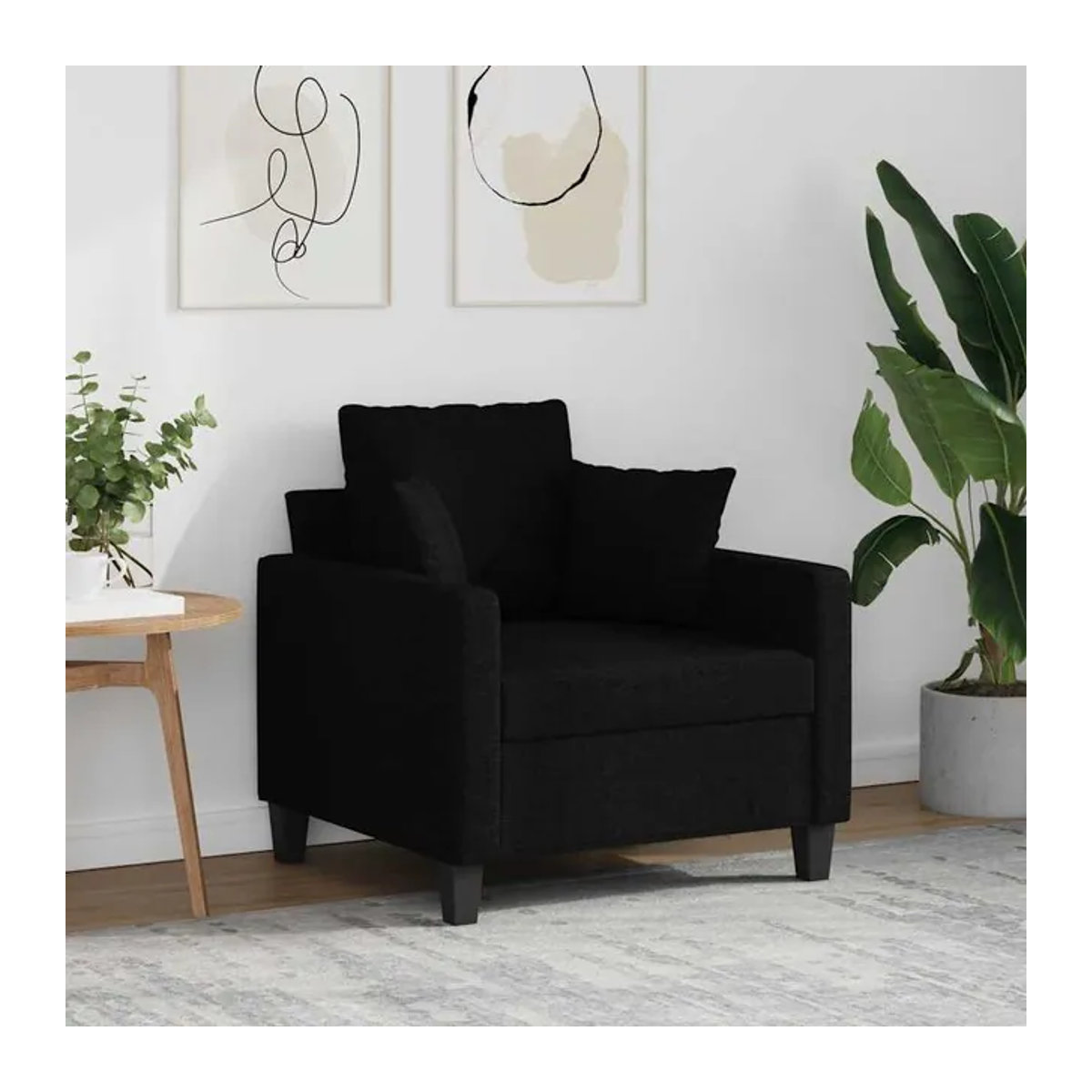 Modern Sessel von Vidaxl in Schwarz mit Stoffbezug und Metallgestell, Breite: 60 cm - Bild 1
