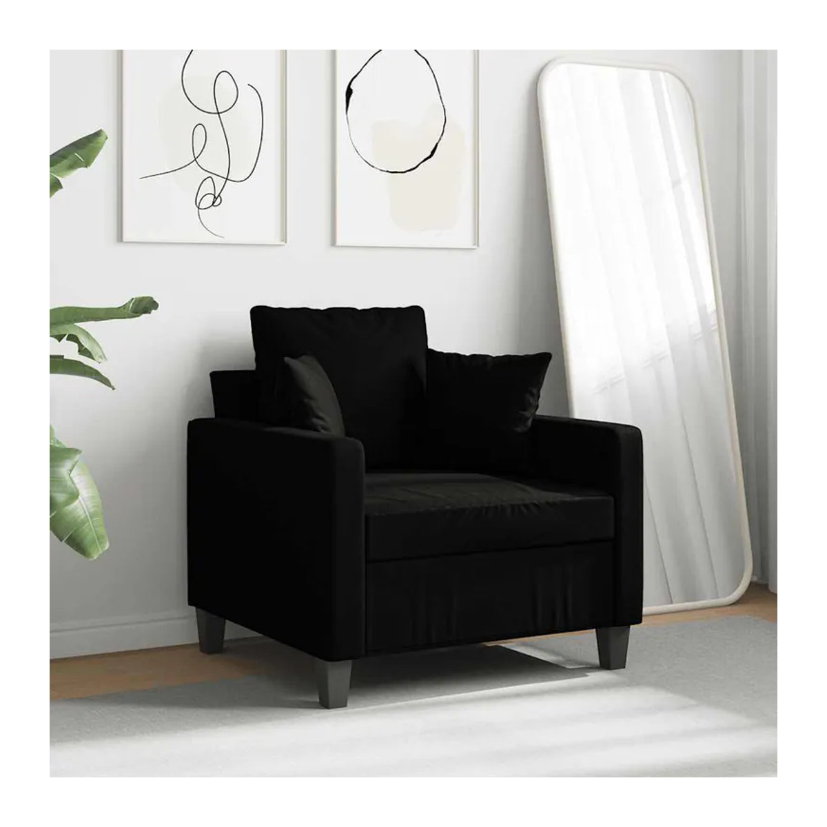 Modern Sessel von Vidaxl in Schwarz mit Stoffbezug und Metallgestell, Breite: 60 cm - Bild 6