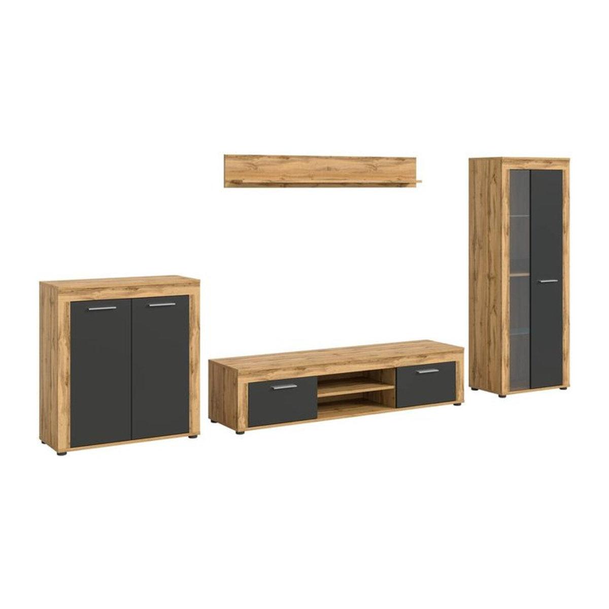 Modern TV-Schrank Jam von xonox.home in Eiche Wotan Nachbildung Grau B/H/T: 330 x 159 x 35 cm - Bild 1