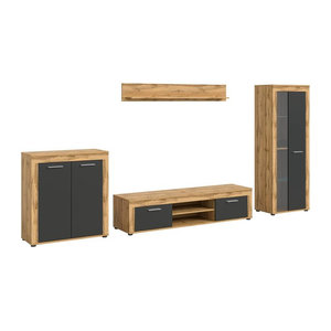 Modern TV-Schrank Jam von xonox.home in Eiche Wotan Nachbildung Grau B/H/T: 330 x 159 x 35 cm