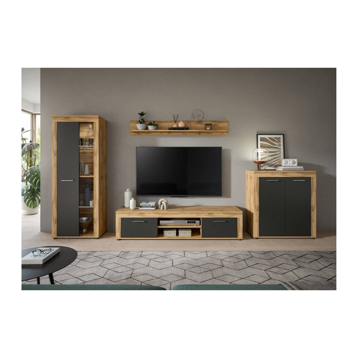 Modern TV-Schrank Jam von xonox.home in Eiche Wotan Nachbildung Grau B/H/T: 330 x 159 x 35 cm - Bild 4