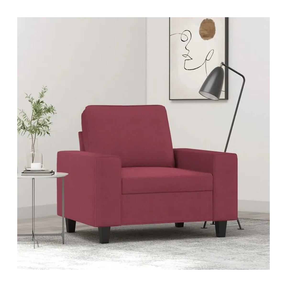 Modern Vidaxl Sessel in Rot mit Stoffbezug und Metallgestell, Breite: 60 cm - Bild 1