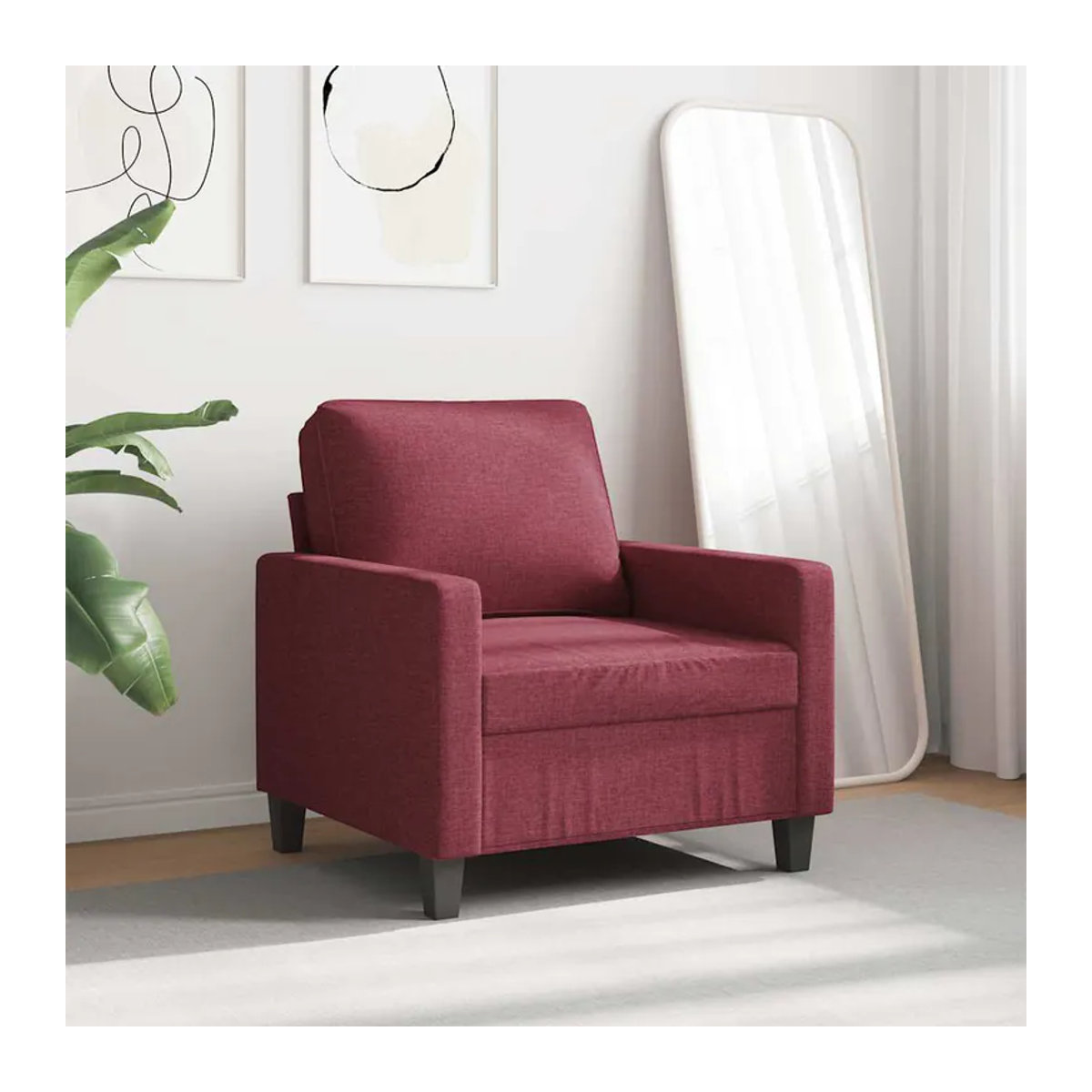 Modern Vidaxl Sessel in Rot mit Stoffbezug und Metallgestell, Breite: 60 cm - Bild 5