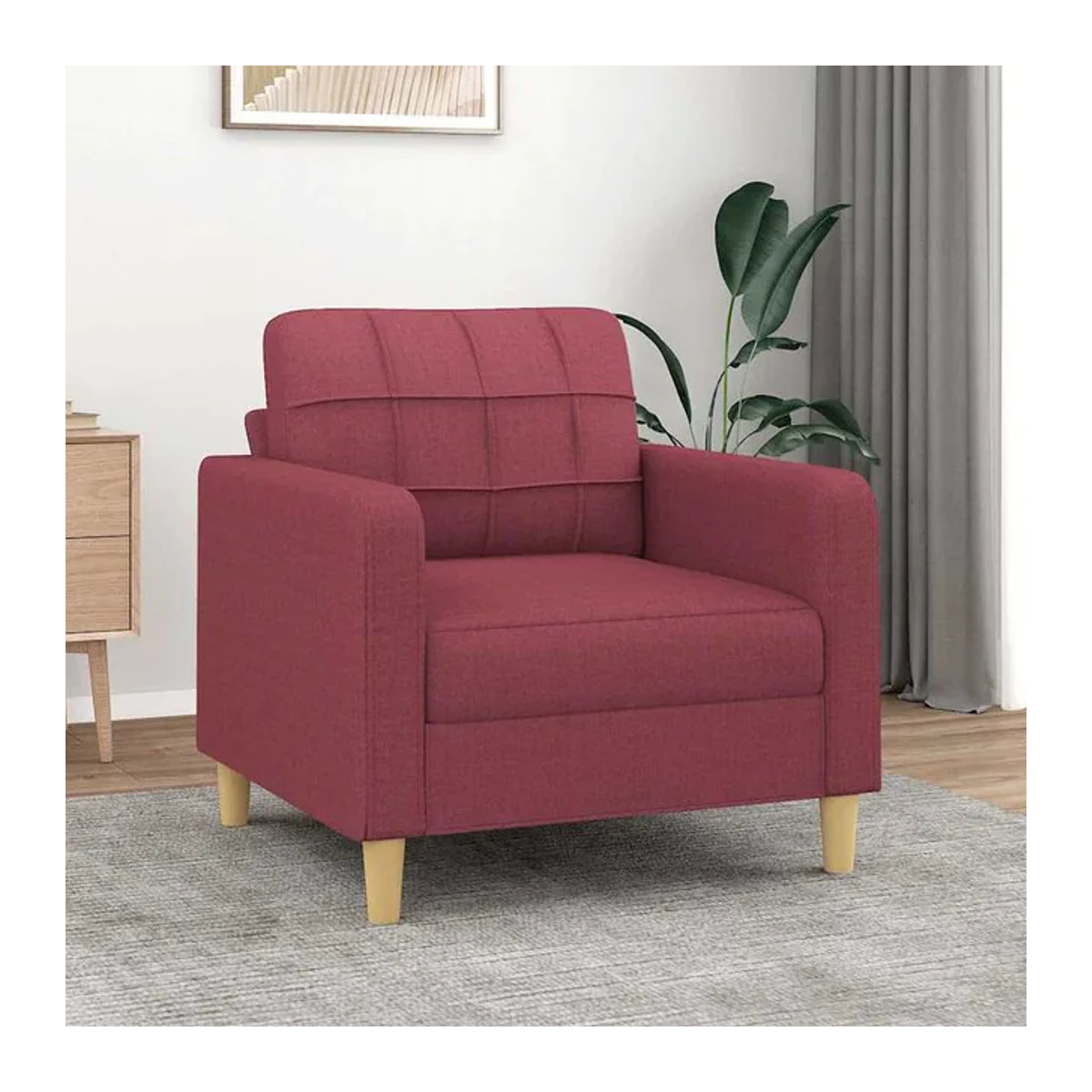 Modern Vidaxl Sessel in Rot mit Stoffbezug und Metallgestell, Breite: 60 cm - Bild 1