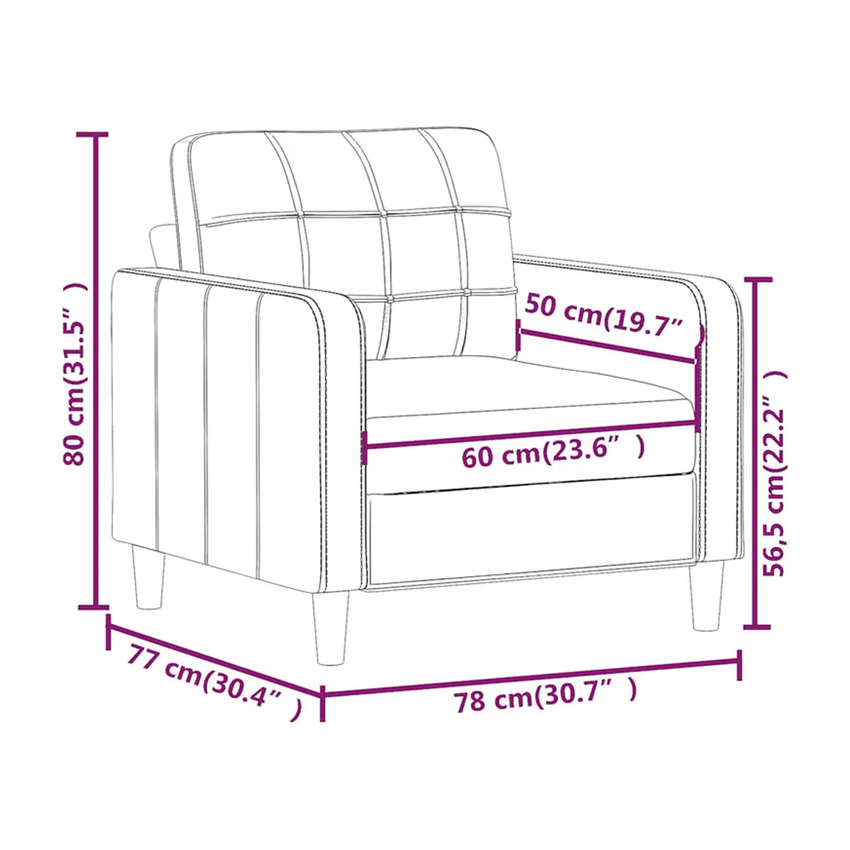 Modern Vidaxl Sessel in Rot mit Stoffbezug und Metallgestell, Breite: 60 cm - Bild 5