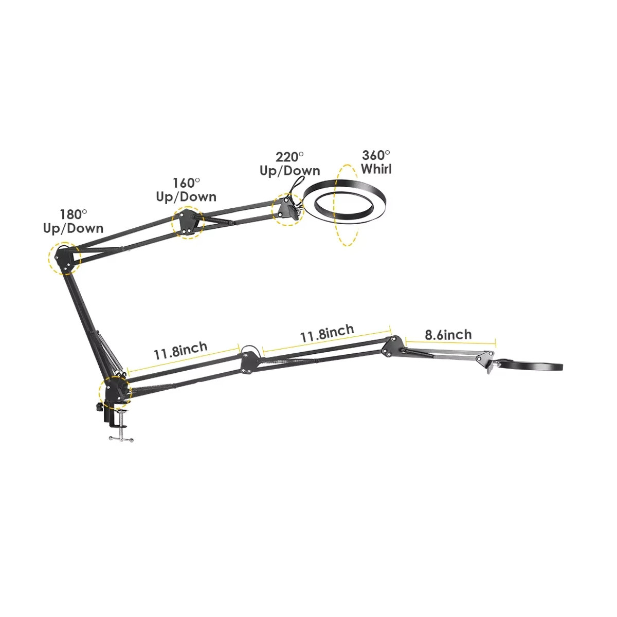 Moderne 3-Segment-LED-Tischlampe in Schwarz mit 3 Beleuchtungsmodi und einstellbarer Helligkeit - Bild 5