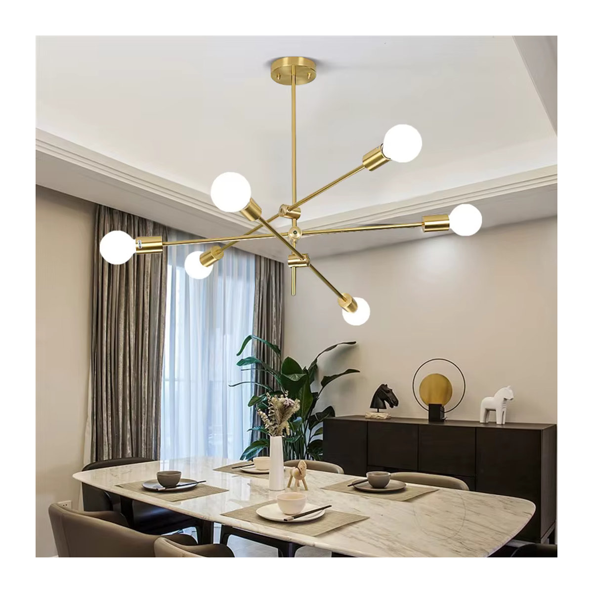 Moderne 6-flammige Deckenleuchte von ludengchaoshi in Gold aus Metall mit E27 Fassung - Bild 2