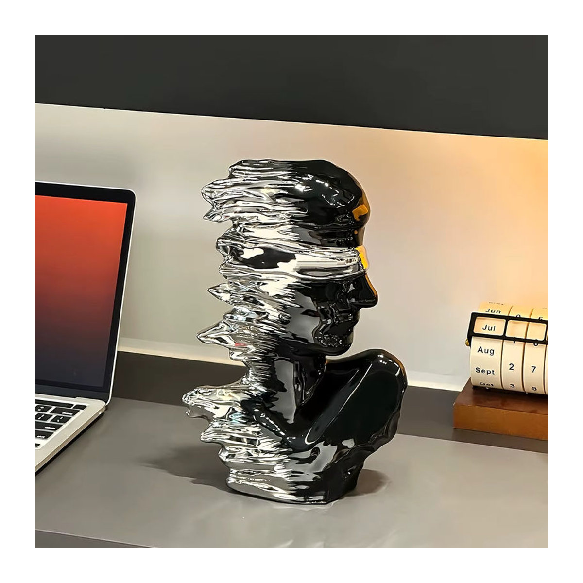 Moderne abstrakte Keramikfigur als dekoratives Kunstwerk für dein Zuhause in Schwarz, Silber oder Mehrfarbig - Bild 4