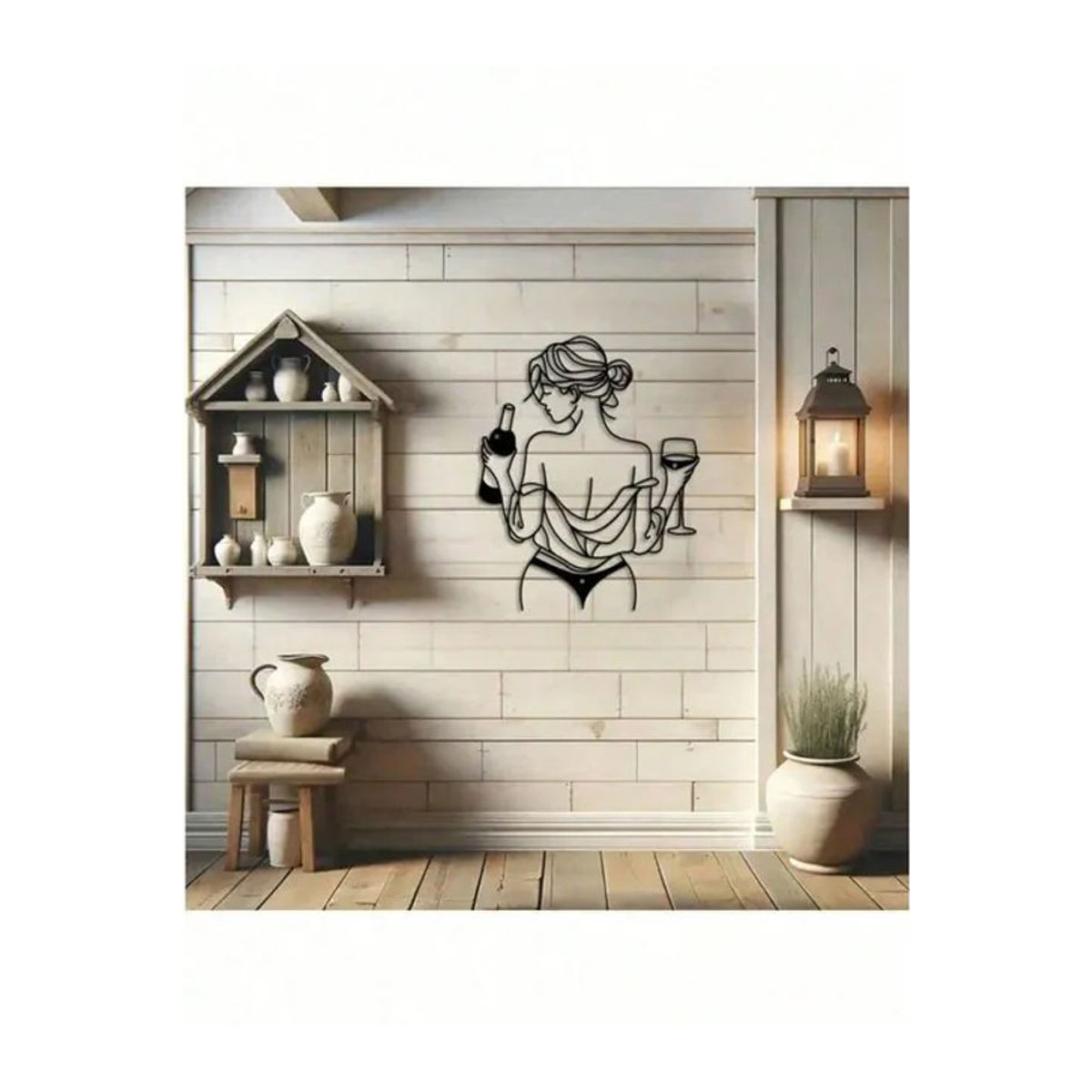 Moderne abstrakte Metallskulptur Weibliche Figur von CIFBUY in Schwarz zur Wanddekoration - Bild 1