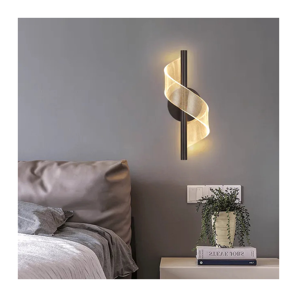 Moderne Acryl LED Wandleuchte in Schwarz für Wohnzimmer, Korridor und Treppe - Bild 1