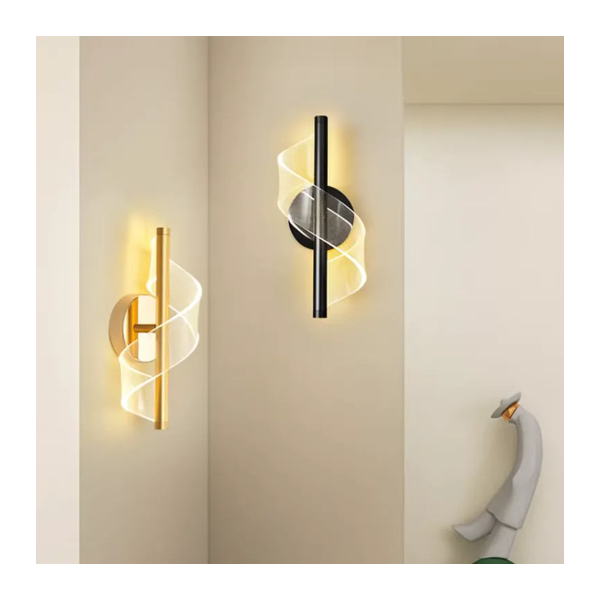 Moderne Acryl LED Wandleuchte in Schwarz für Wohnzimmer, Korridor und Treppe - Bild 3