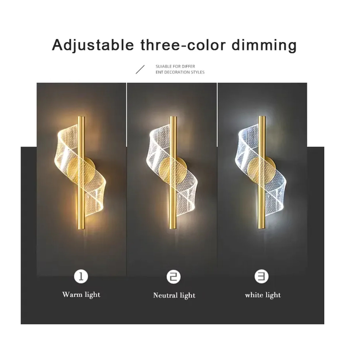 Moderne Acryl LED Wandleuchte in Schwarz für Wohnzimmer, Korridor und Treppe - Bild 4