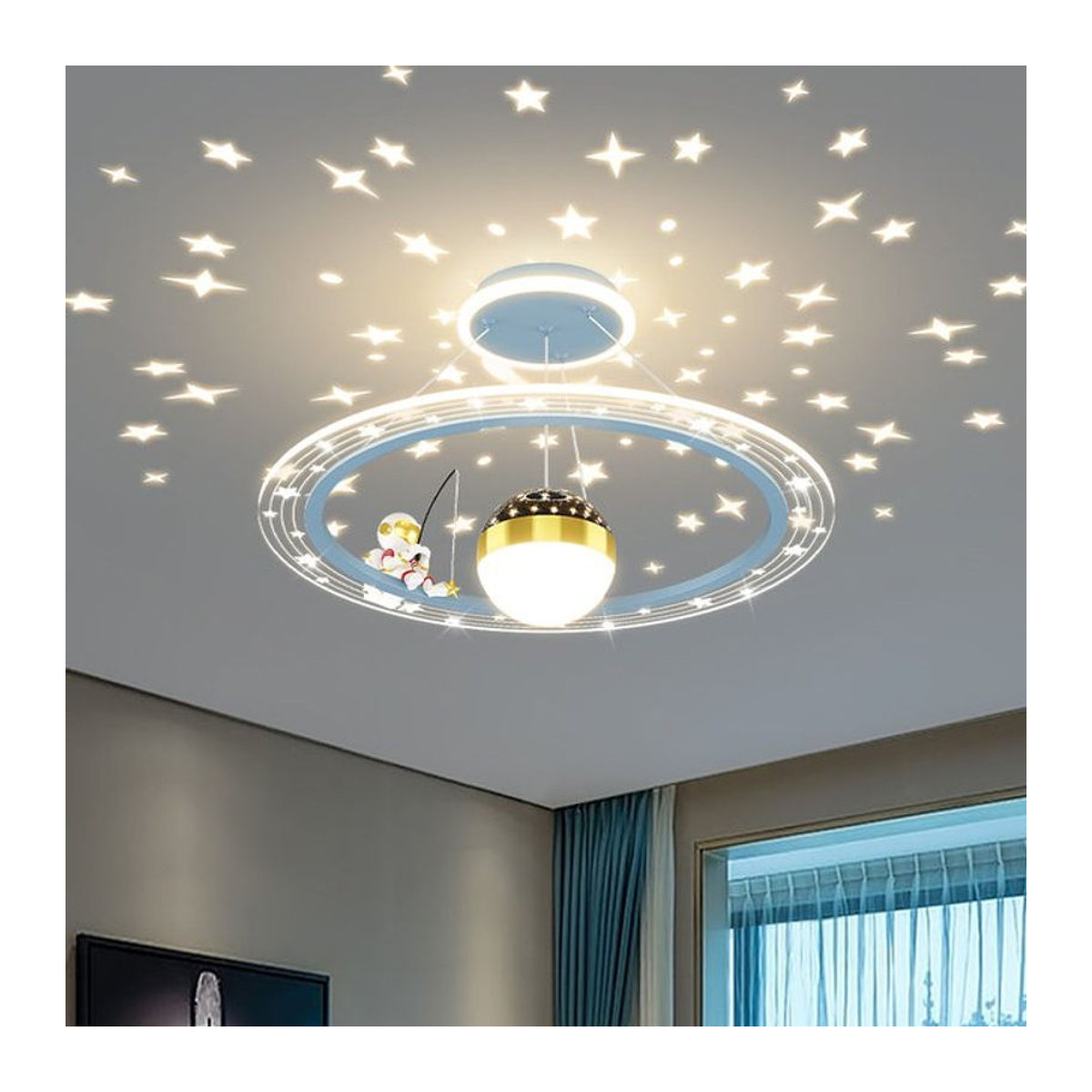 Moderne Astronauten LED Deckenleuchte LZPZ RUI Kronleuchter in Weiß für Kinderzimmer und Schlafzimmer - Bild 1