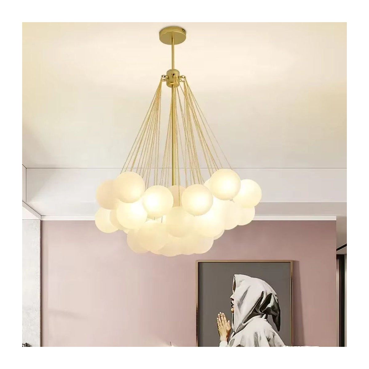 Moderne Blasen Glas Kronleuchter von TAONUANSHU in Schwarz und Gold als Pendelleuchte für dein Wohnzimmer oder Esszimmer - Bild 4