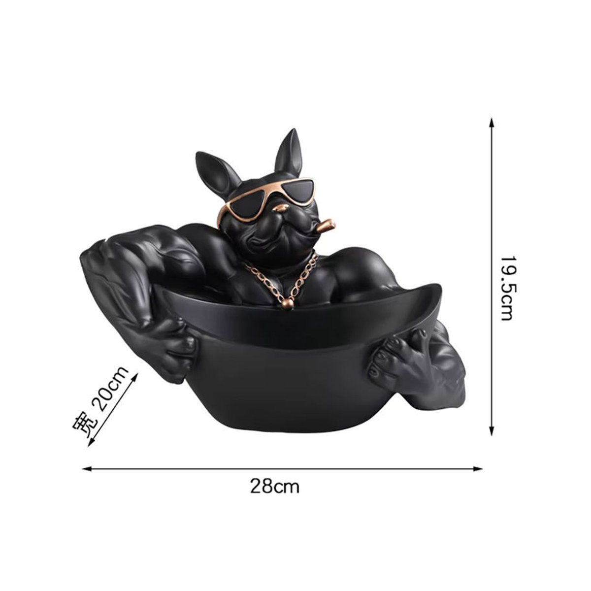 Moderne Bulldogge Statue als Aufbewahrungsbox aus Kunstharz in Schwarz - Bild 2