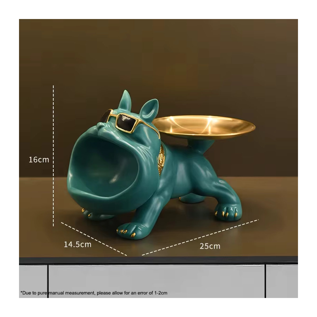 Moderne Bulldogge Statue aus Kunstharz als Tier Dekoration in Schwarz und Grün - Bild 4