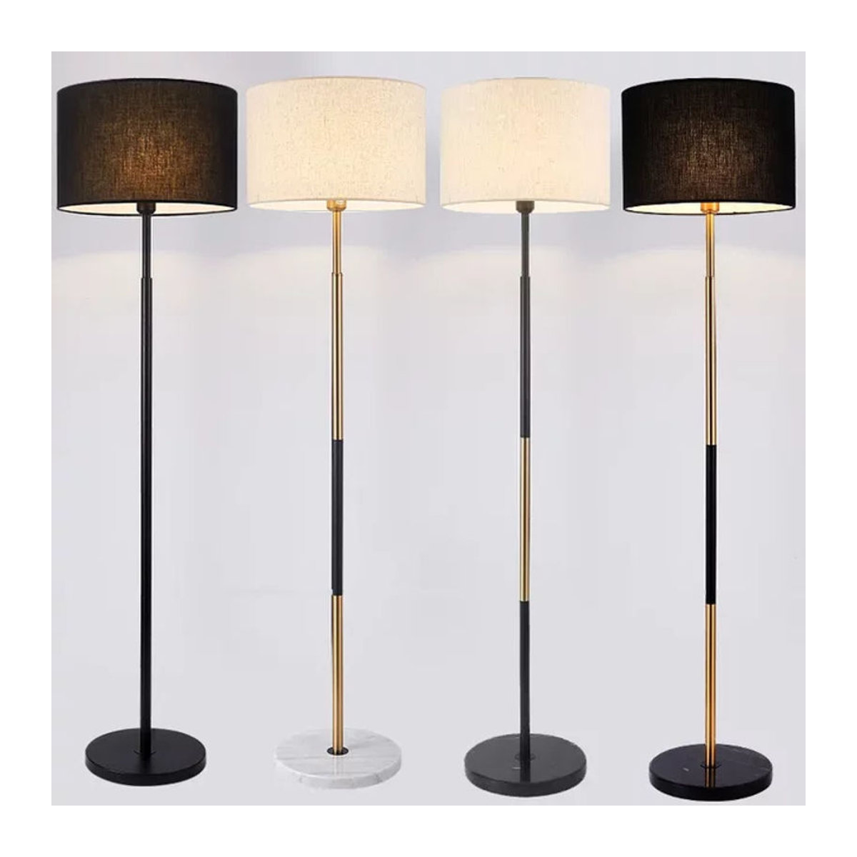Moderne Claeted LED Stehlampe mit Stofflampenschirm und Fernbedienung in Schwarz - Bild 1