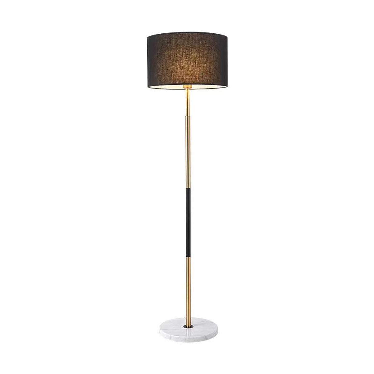 Moderne Claeted LED Stehlampe mit Stofflampenschirm und Fernbedienung in Schwarz - Bild 4