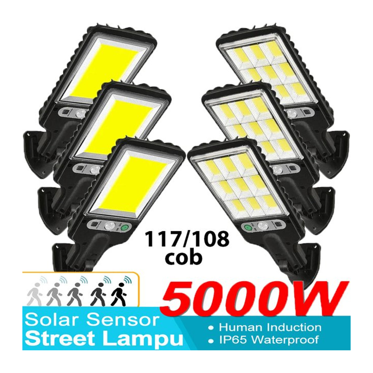 Moderne COB Solarleuchte für den Außenbereich in Schwarz mit Bewegungsmelder und 3 Modi als wasserdichte LED-Wallstraßenlampe für deinen Garten - Bild 1