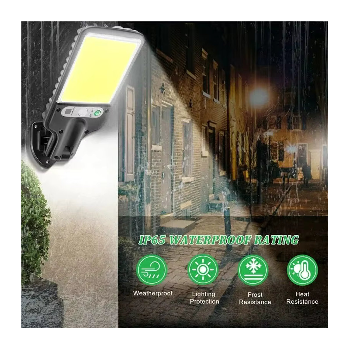 Moderne COB Solarleuchte für den Außenbereich in Schwarz mit Bewegungsmelder und 3 Modi als wasserdichte LED-Wallstraßenlampe für deinen Garten - Bild 4