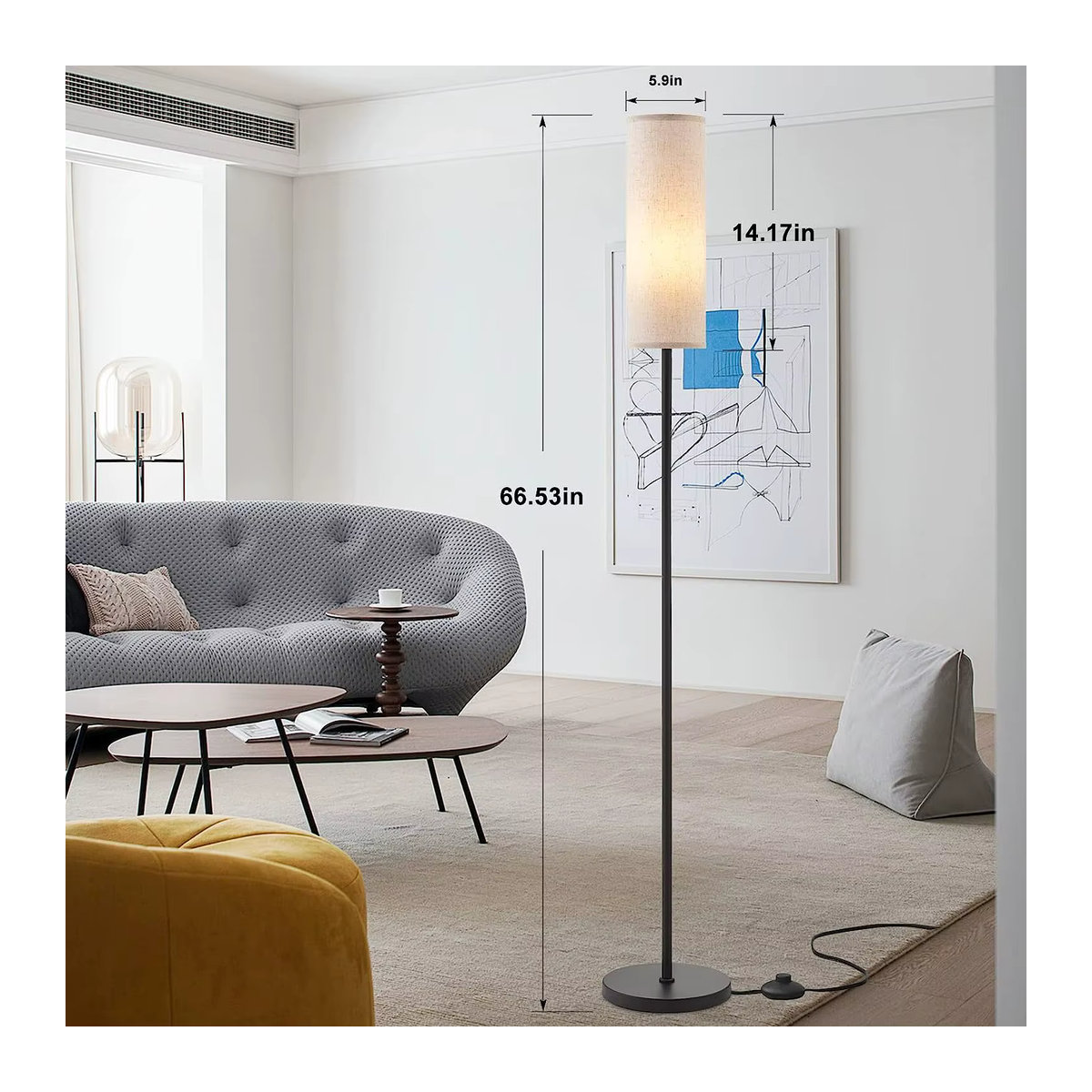 Moderne DBF LED-Stehlampe aus Metall mit RGB-Farben und Fußschalter in Weiß - Bild 5