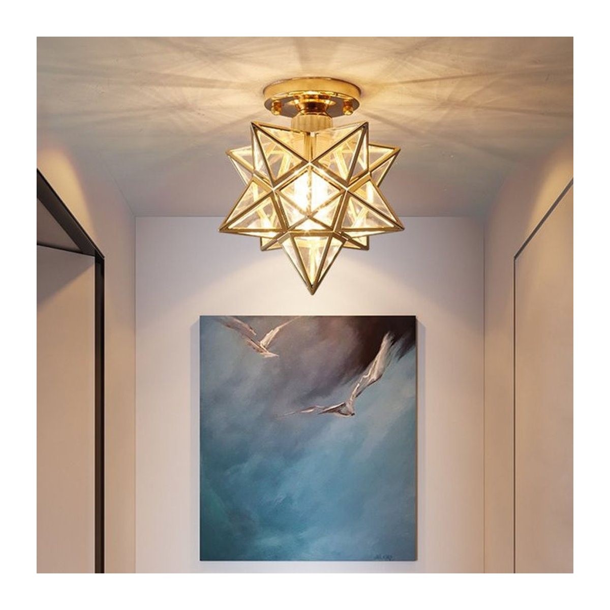 Moderne Deckenlampe in Sternform aus Glas in Rot für Wohnzimmer und Korridor - Bild 1