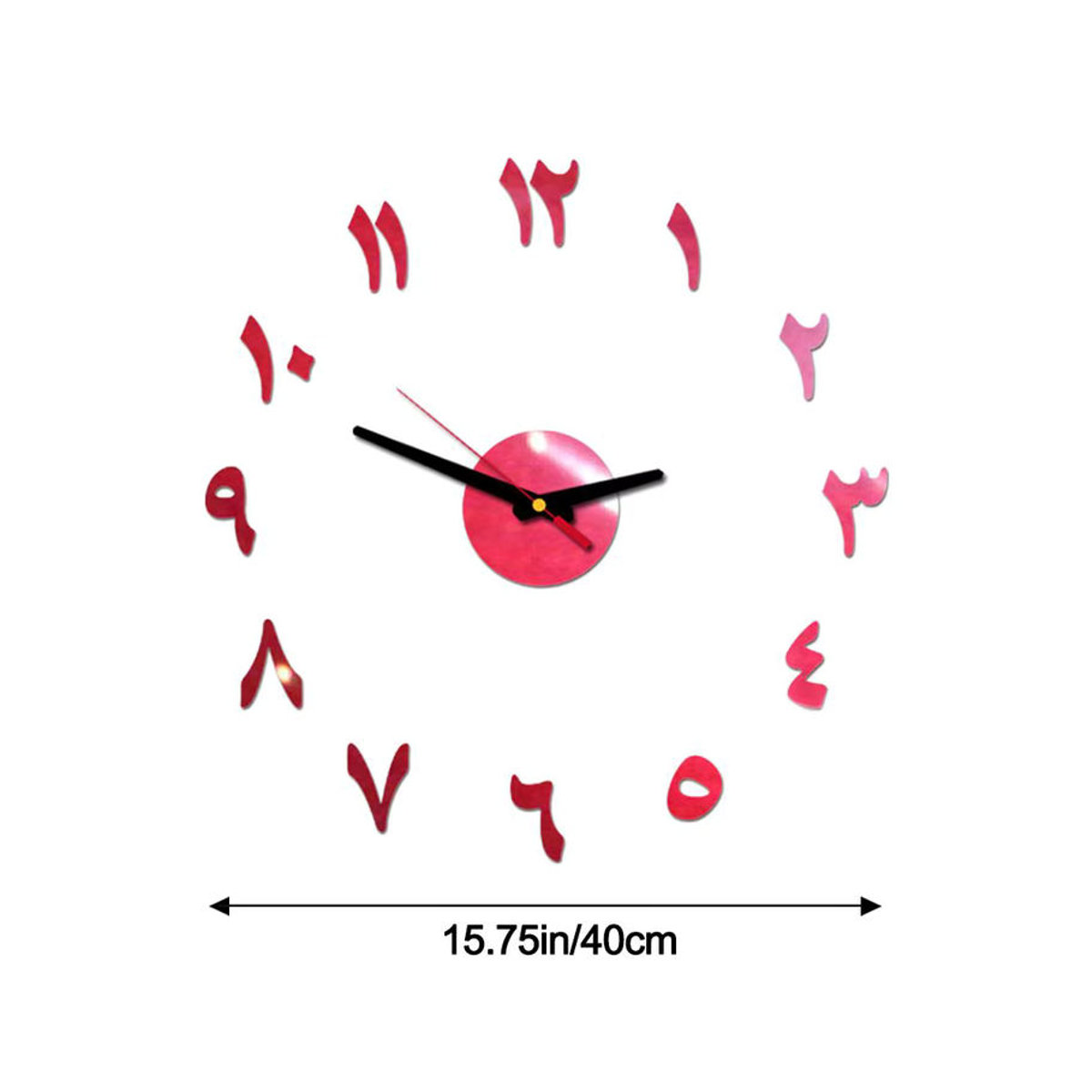 Moderne digitale Wanduhr als DIY Aufkleber in Rot mit Quarzwerk für Wohnzimmer und Küche - Bild 1