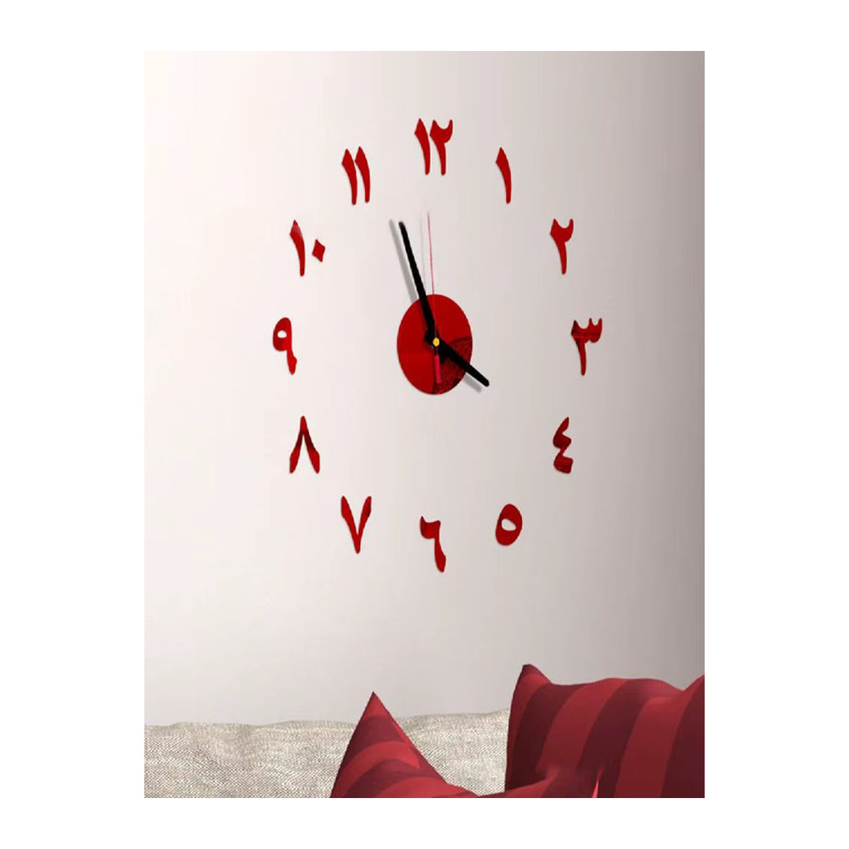 Moderne digitale Wanduhr als DIY Aufkleber in Rot mit Quarzwerk für Wohnzimmer und Küche - Bild 2