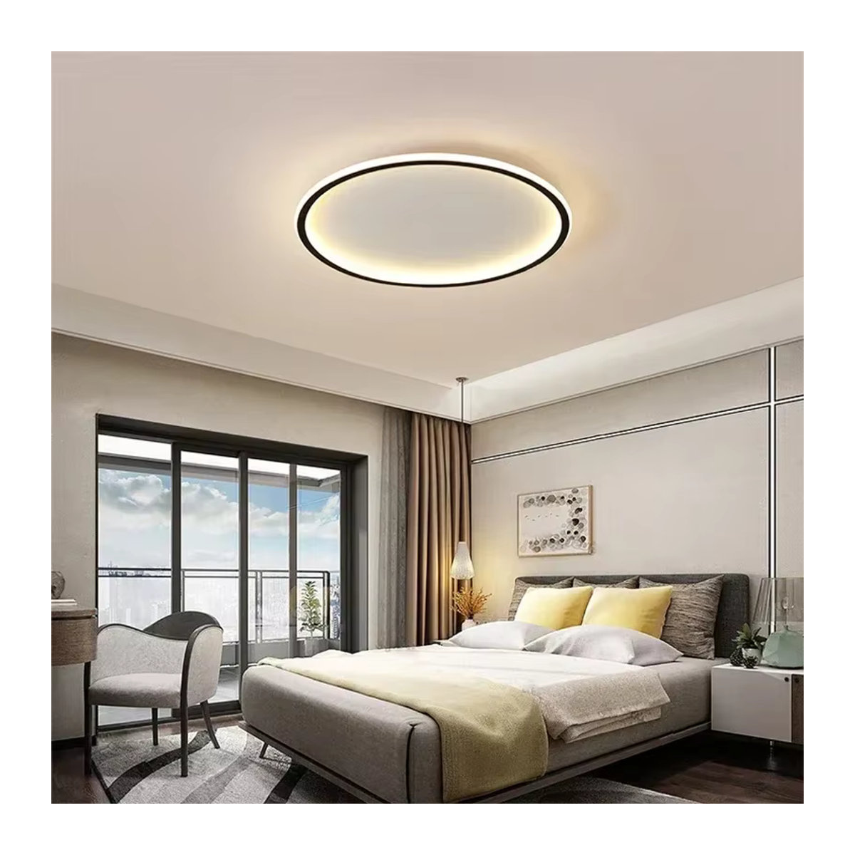 Moderne dimmbare LED-Deckenleuchte DARHYN in Schwarz oder Weiß für Wohnzimmer und Schlafzimmer - Bild 2