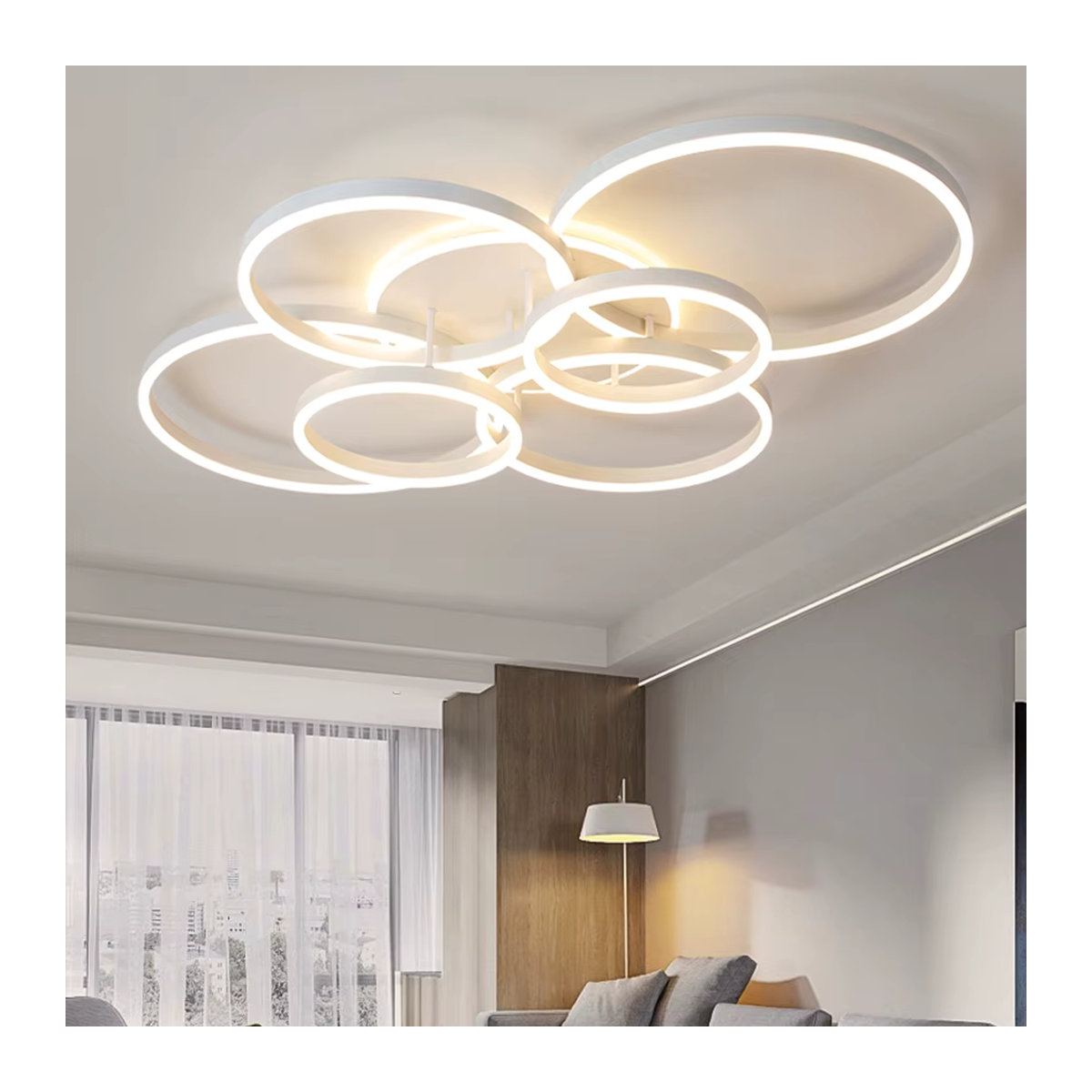 Moderne dimmbare LED Deckenleuchte IRALAN Kronleuchter aus Acryl in Weiß für Wohnzimmer Schlafzimmer und Arbeitszimmer - Bild 1
