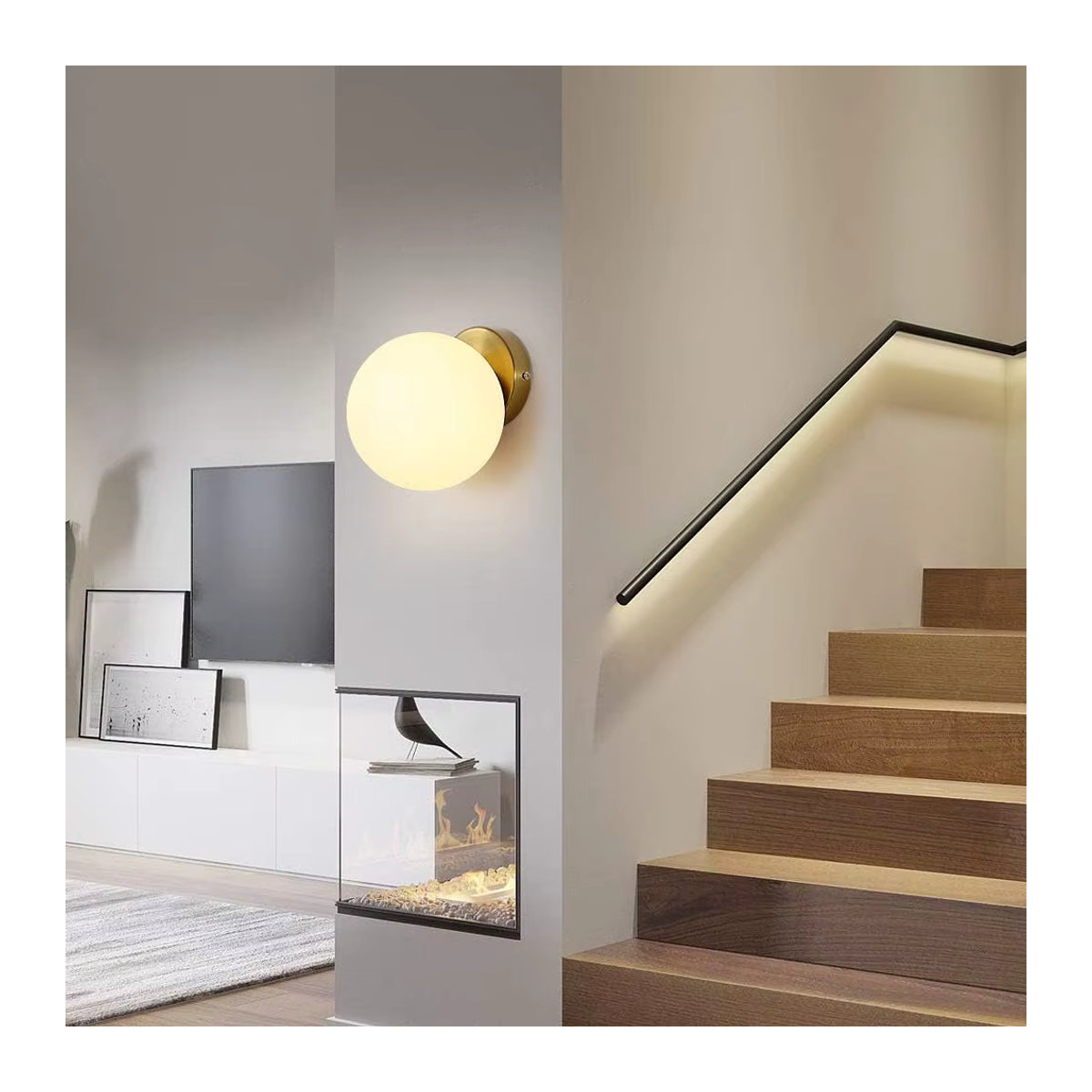 Moderne E27 Kugel-Wandleuchte mit Glasschirm für dein Wohnzimmer oder Schlafzimmer - Bild 4