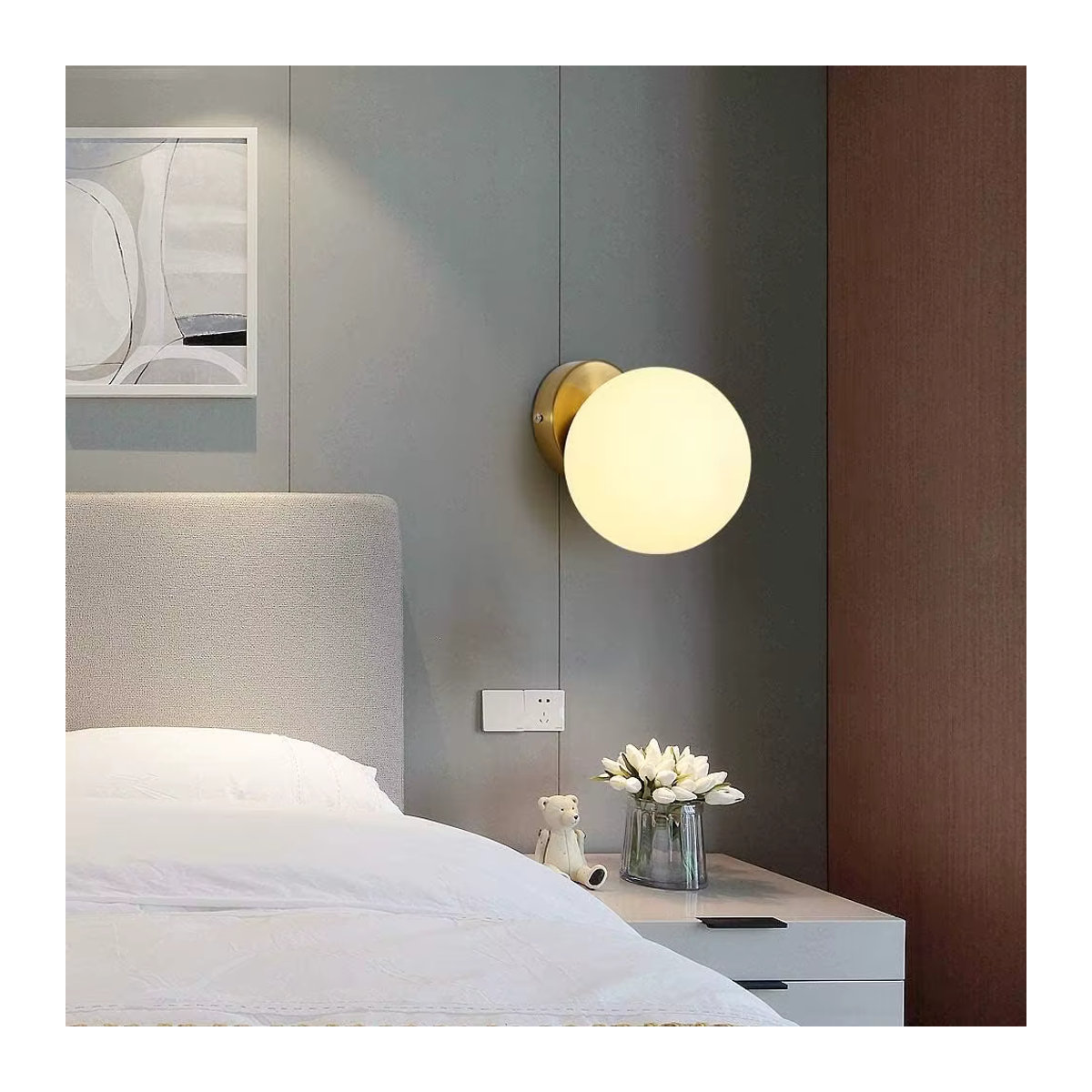 Moderne E27 Kugel-Wandleuchte mit Glasschirm für dein Wohnzimmer oder Schlafzimmer - Bild 5