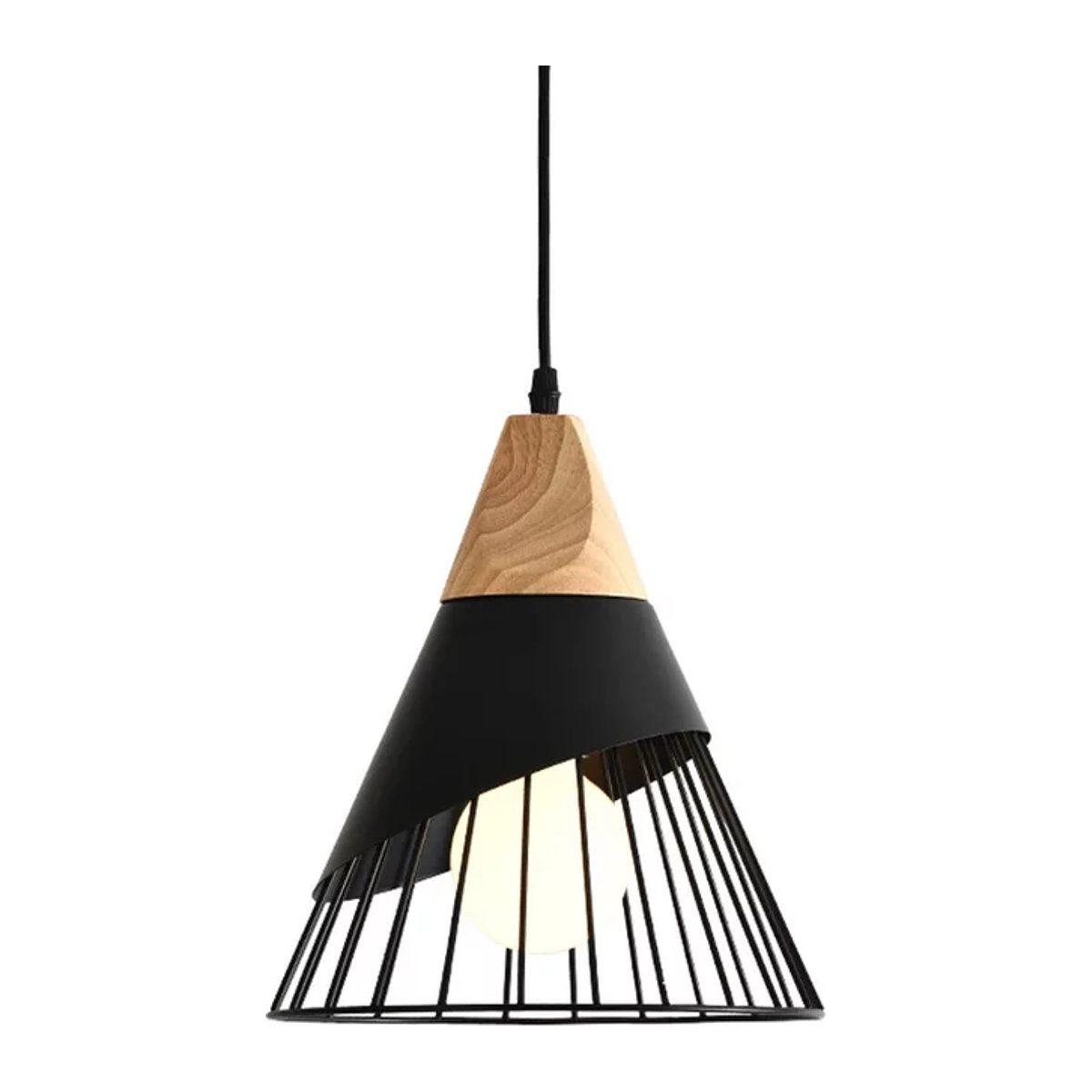 Moderne E27 LED-Pendelleuchte aus Metall im Industrial-Design in Schwarz - Bild 1