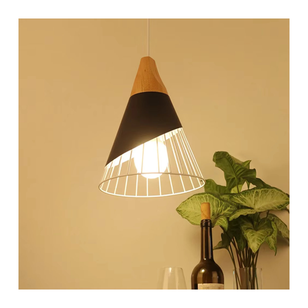 Moderne E27 LED-Pendelleuchte aus Metall im Industrial-Design in Schwarz - Bild 2
