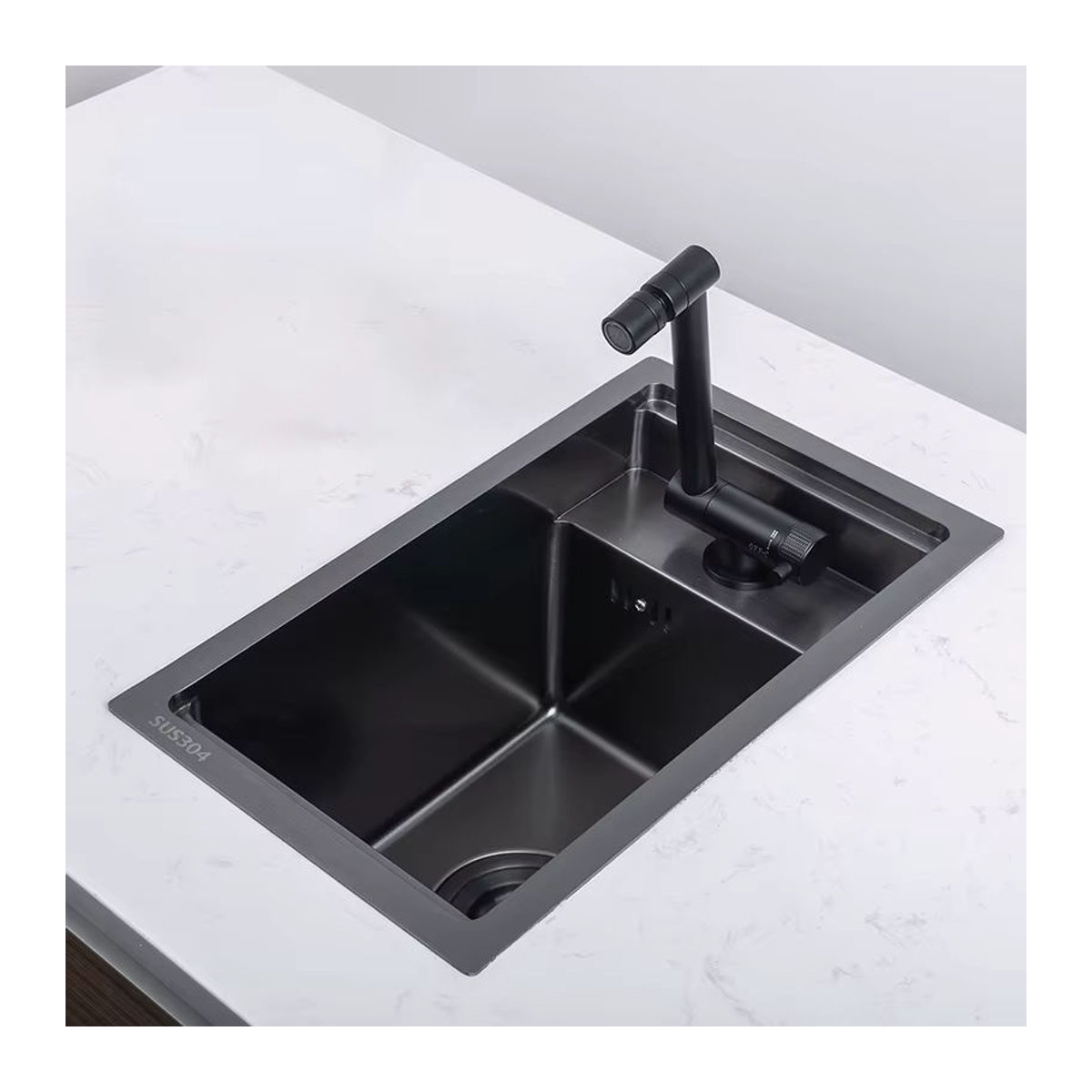 Moderne Einbauspüle aus Edelstahl in Schwarz für die Küche oder den Balkon - Bild 3
