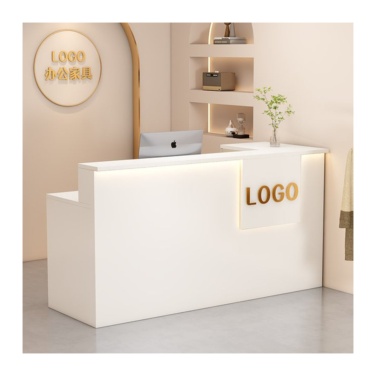 Moderne Empfangstheke von DELEVEN in Weiß für Café, Rezeption oder Schönheitssalon, B/H/T: 100 x 90 x 45 cm - Bild 1