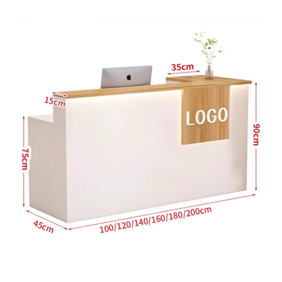 Moderne Empfangstheke von DELEVEN in Weiß für Café, Rezeption oder Schönheitssalon, B/H/T: 100 x 90 x 45 cm - Bild 2