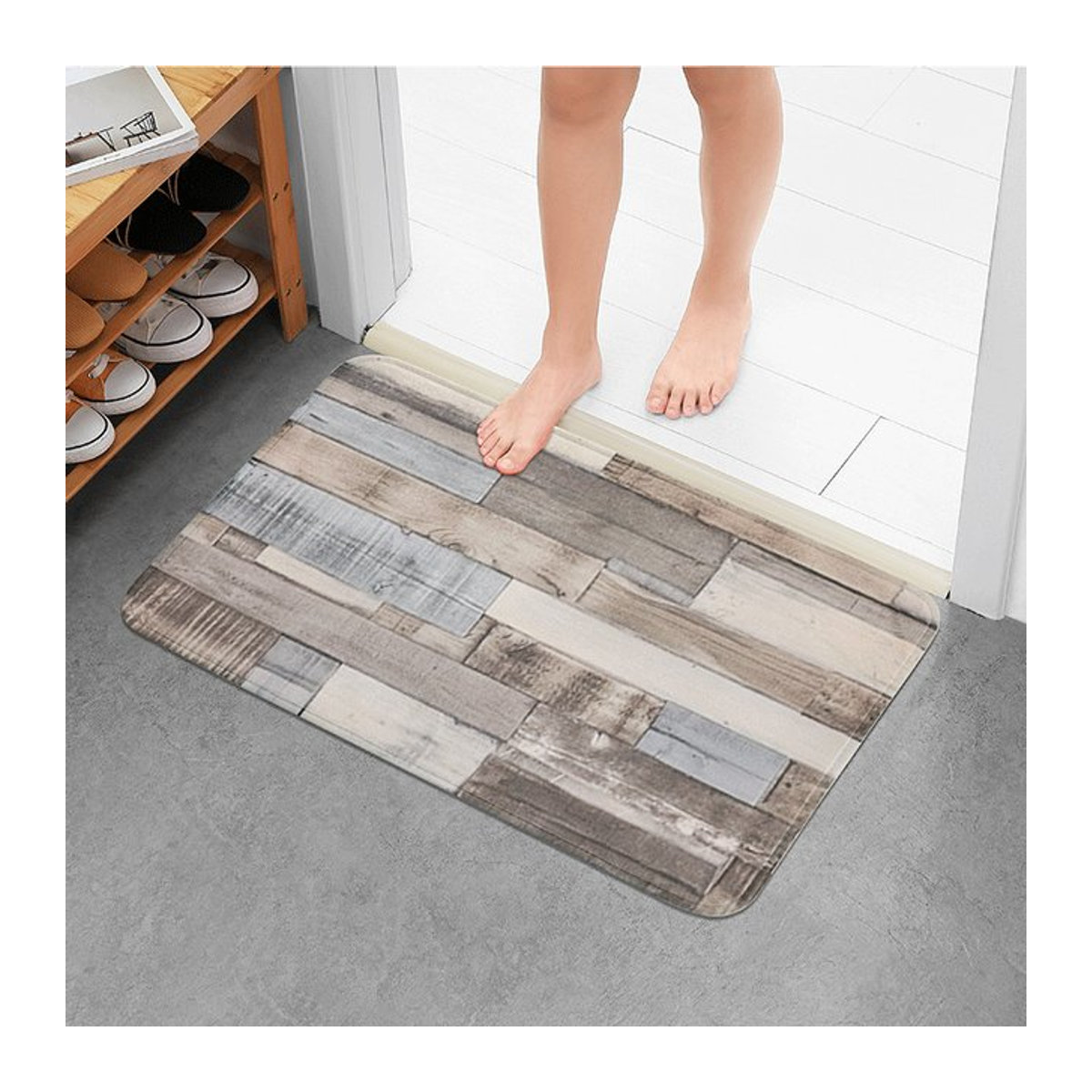 Moderne geometrische Küchenmatte von 吉吉猴 (居家布艺) mit Holzmaserungsdesign in Mehrfarbig - Bild 1