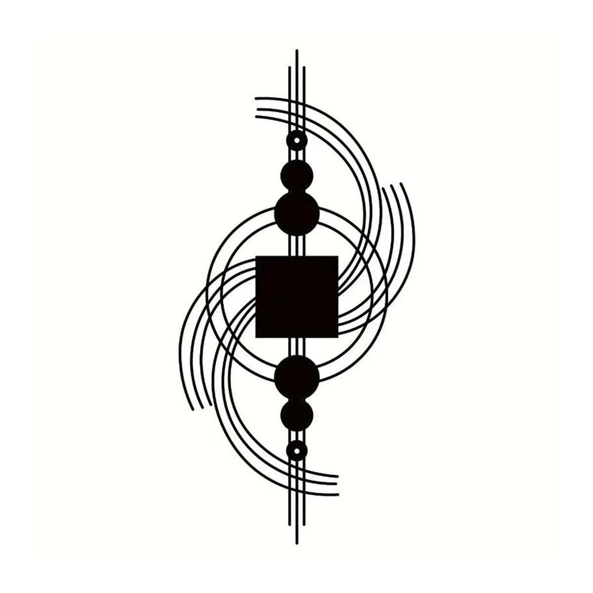 Moderne geometrische Metall Wandkunst in Schwarz als stilvolle Skulptur zur Wandmontage - Bild 3