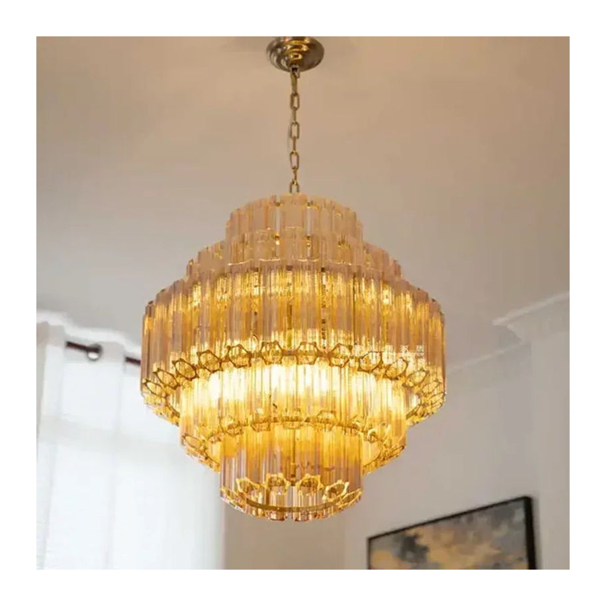 Moderne Glas Pendelleuchte von JIANKEXING in Gelb für Wohnzimmer und Restaurant - Bild 1