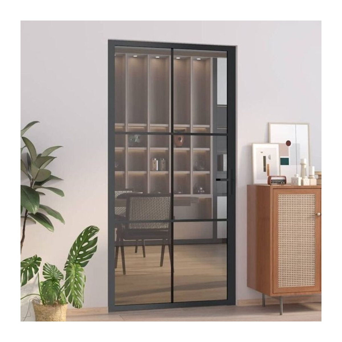 Moderne Innentür aus Aluminium und ESG-Glas von Vidaxl in Schwarz, B: 102,5 cm, H: 201,5 cm - Bild 1