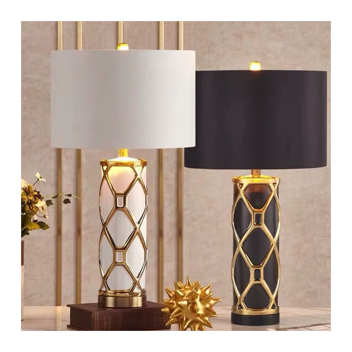 Moderne Keramik Tischlampe in Weiß im skandinavischen Design für Schlafzimmer und Wohnzimmer - Bild 1