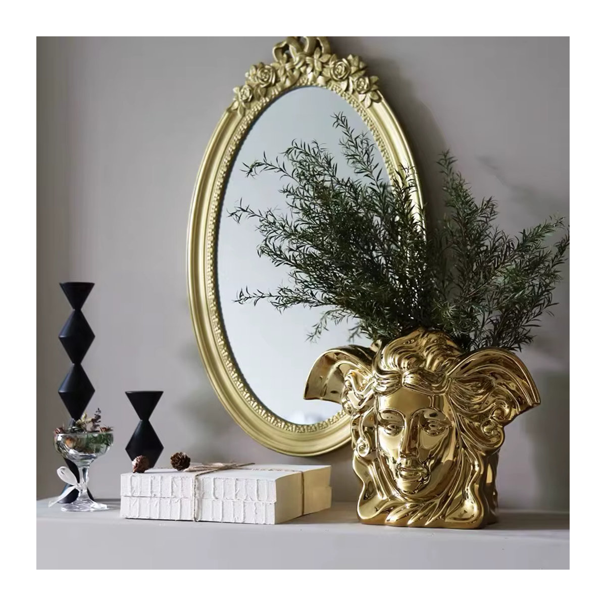 Moderne Keramikvase in Gold mit unregelmäßigem Design für Schnittblumen - Bild 4